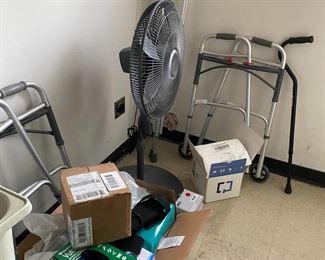 handicap items, walker, crutches, large fan