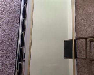 Gormans glass, chrome, with brass accents, living room table