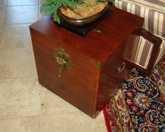Trunk with brass hinges