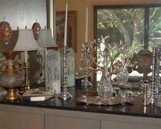 Brass and pewter candlisticks