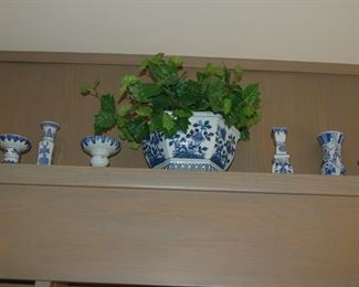 Blue and white accents