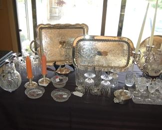 Silver-plate and cut glass items