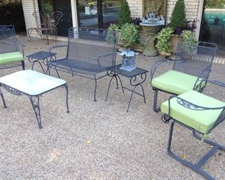 Metal mesh patio furniture with cushions