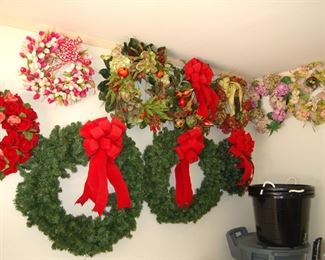 Assortment of holiday wreaths