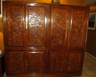 Carved wood 4-panel screen