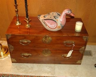 Wood trunk with brass corners
