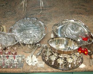 Punch bowl with cups and tray
