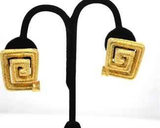 18K Yellow Gold Greek Earrings