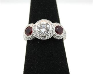 Platinum Ruby and Diamond Ring