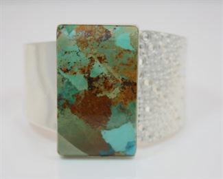 Stone and Sterling Cuff Bracelet