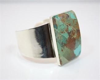 Stone and Sterling Cuff Bracelet