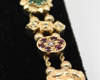 14K Gold Slide Bracelet and Charms