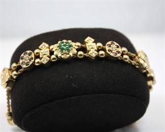 14K Gold Slide Bracelet and Charms