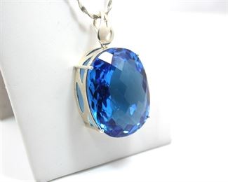 Sterling Chain with Blue Pendant