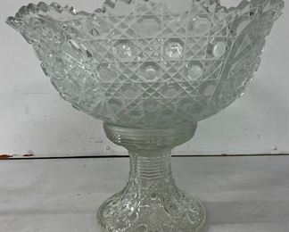 Cut Glass Punch Bowl On Pedestal