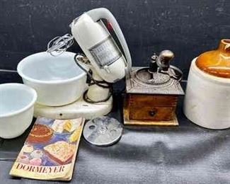 Vintage Mixer, Coffee Grinder, And Jug