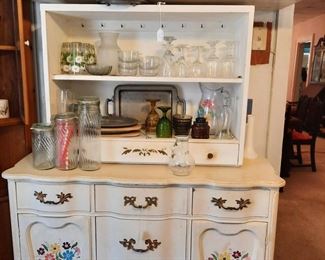 stenciled cabinet and hutch