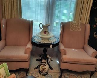 queen anne wingback chairs