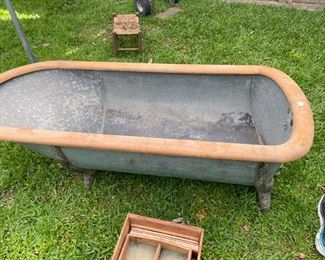 Steel and Wood Antique Bath Tub
