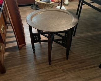 Large Copper Table Tray on Original Stand