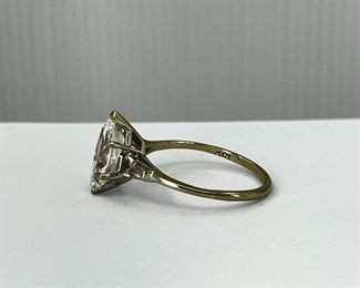 14K white gold Engagement Ring with One CZ Eyeshape Diamond. 3.60 gr. $165.-