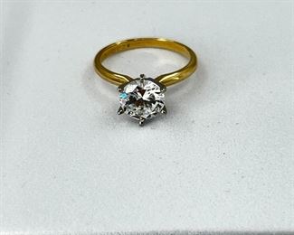 14K yellow gold engagement ring with CZ diamond. 3.20 gr. $145.-