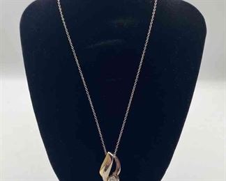 14K TwoToned Diamond Slide Pendant