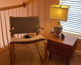 MCM Oak Rocker with End Table