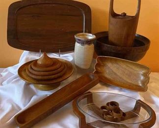 Variety of Wood Entertaining Items