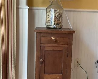 Vintage Side Table and Glass Jar Lamp
