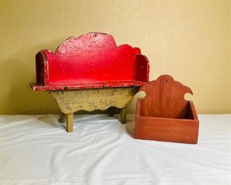 Primitive Stool and Wall Shelf