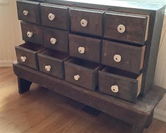 Spencer and Spencer Primitive Bench and Cabinet