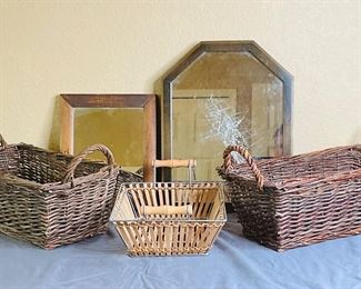 Mirrors and Wicker Baskets