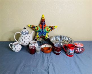 Decorative Items Including Laura Ashley Teapot