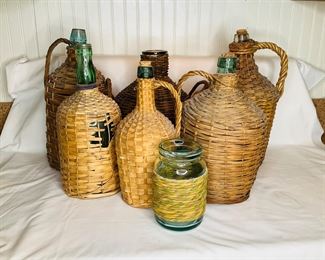 Wicker Covered Jars