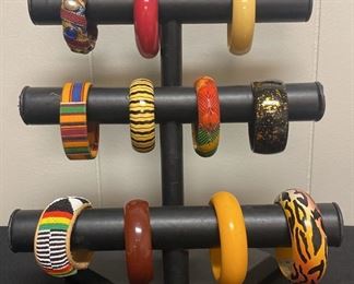 11 Warm Colored Bulky Bangle Bracelets