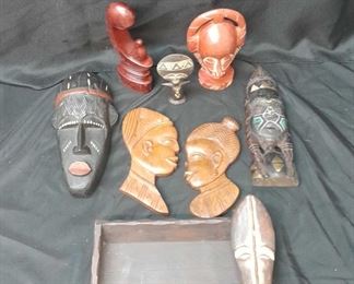 African Wood Art Masks Statues