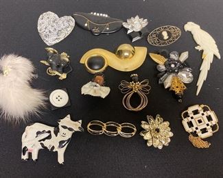 Black and White Brooches
