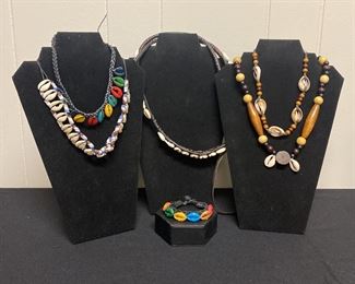 Five What The Shell Necklaces and One Bracelet