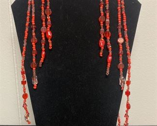 Four Beaded Strands and Matching Earrings