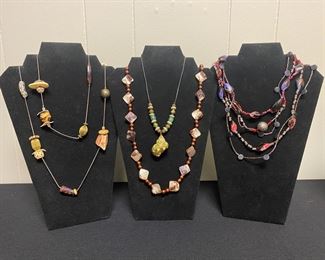 Four Colorful Shell Like Necklaces