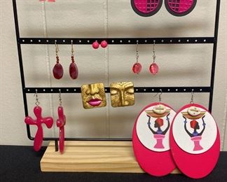 Nine Pairs of Pink Earrings