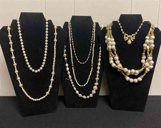 Seven Pearl Colored Necklaces