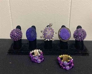 Seven Purple Stretchy Rings