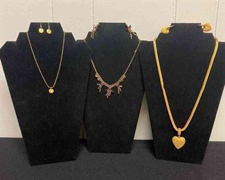 Three Gold Colored Sets Necklace And Earrings