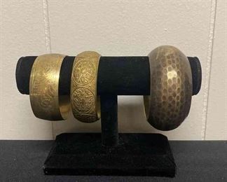 Three Metal Bangle Bracelets