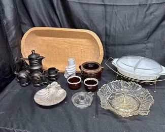 Wood Bowl, Pyrex And More