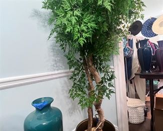 Silk tree and floor vase