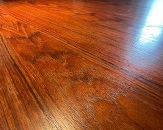 Ansager Mobler Danish Modern Teak Extension Dining Table.  Stamped with 22, AM Made in Denmark on underside of table.