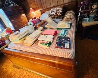 Full Size Art Nouveau Headboard/Footboard with Mattress, Box Spring & Frame (Matches Dresser & Vanity!) GORGEOUS! 